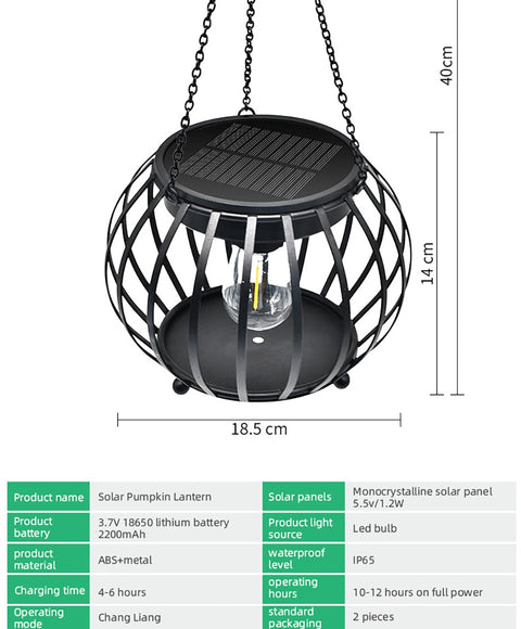 Solar Hanging Pumpkin Lantern LED Light